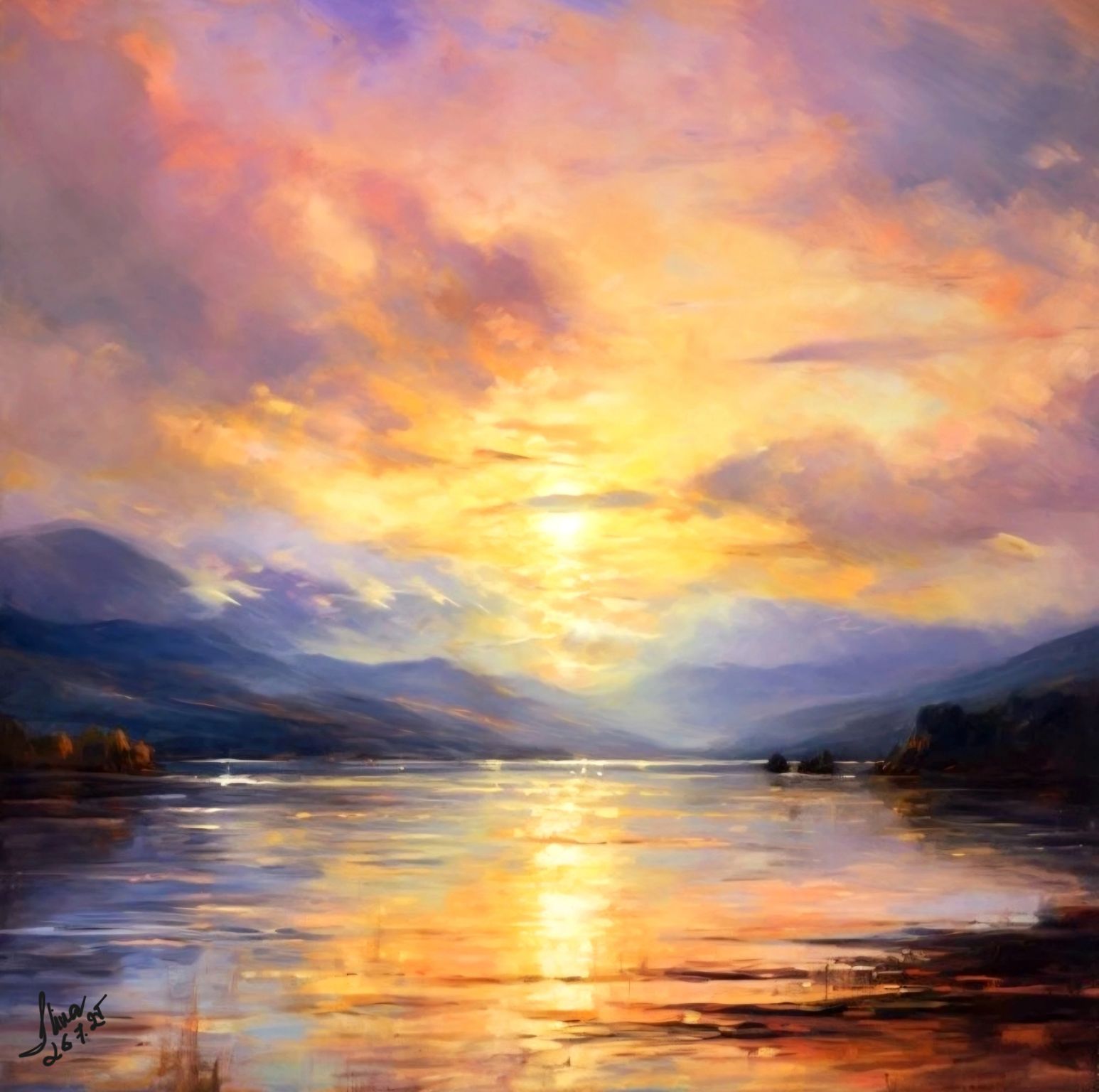 ArteDiAlina.com painting: I see fire inside the mountain
